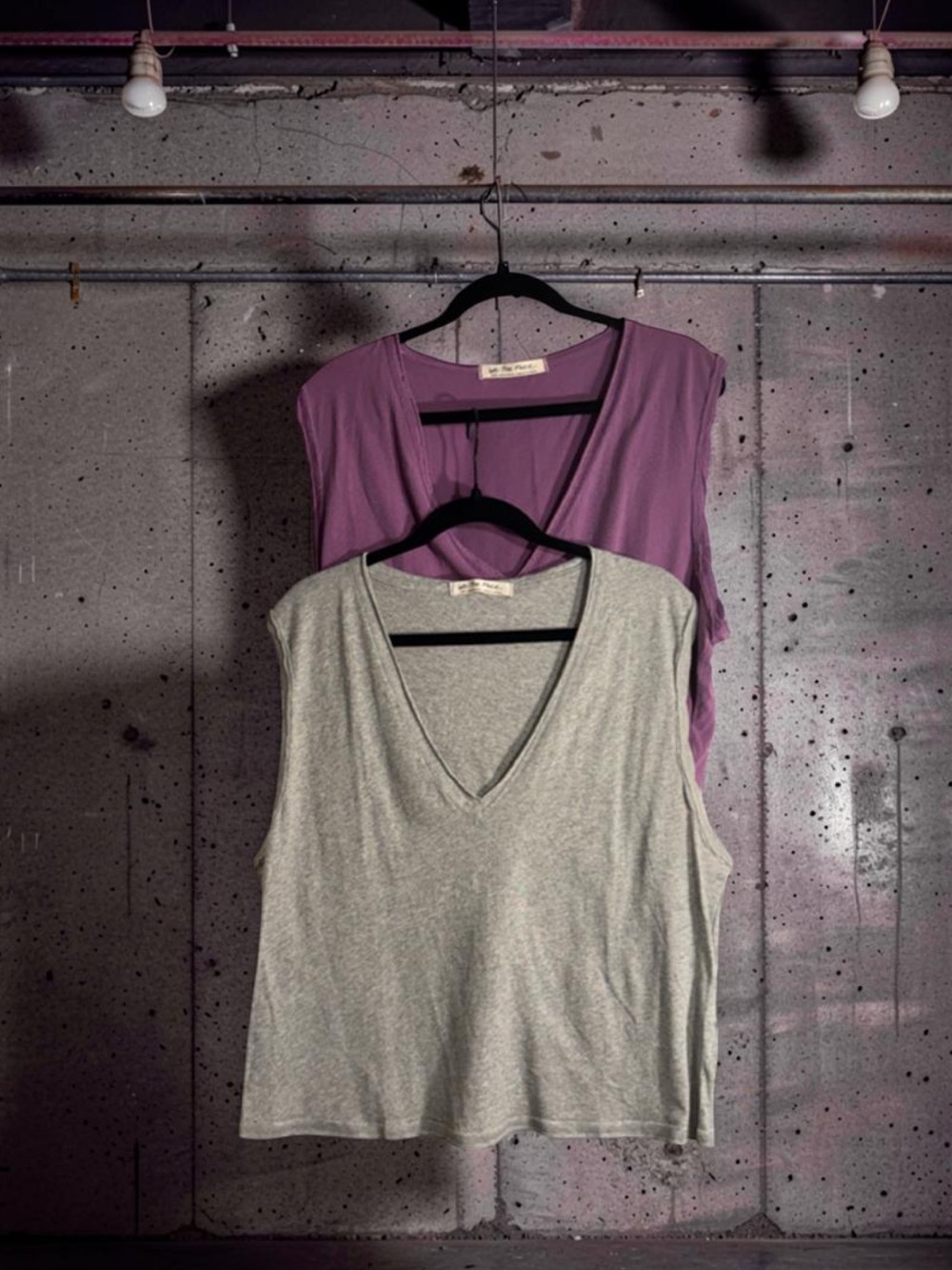 Free People Sleeveless V-Neck Tank Tops - Gray & Purple